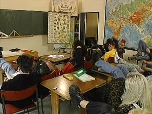 Vintage orgy in the classroom with sexy teen students