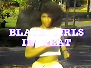 Retro black girl between white rods