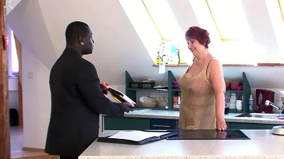 German Big Boobs Mature Granny seduce Black Guy to Fuck