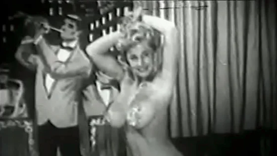 Sexy vintage babe with giant tits on stage shaking her nice big ass