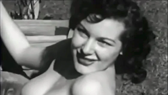 Vintage brunette skank with sexy figure & nice nipples nude outside