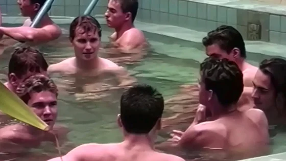 Young gays rim and anal fuck in the sauna